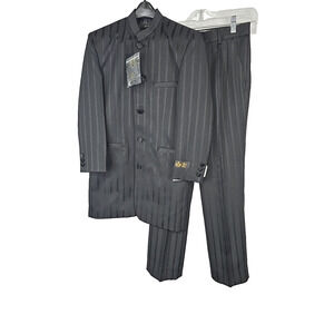 J. Vital Boys 2 PC Formal Dress Suit Black Pinstripe 12 x W27 - NWT